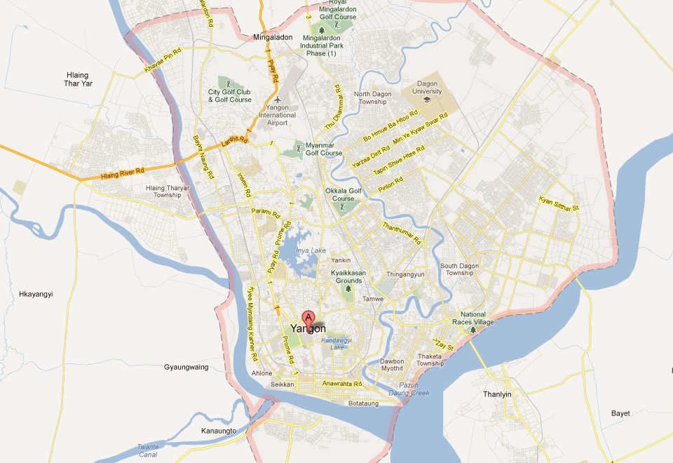 Yangon Map Myanmar Map Of Yangon 